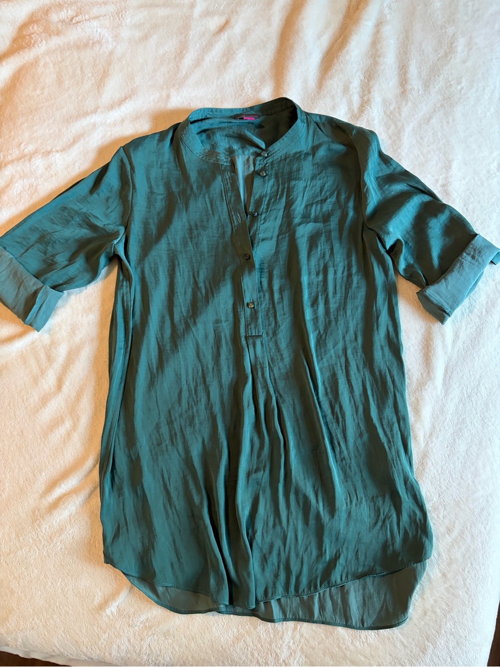 Vince Camuto Teal Tunic Blouse - Button-Front Casual Top